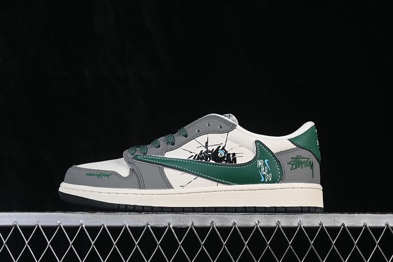 Travis Scott x Fragment Design x Air Jordan 1 Low OG SP AJ1 Cream/Grey/Green