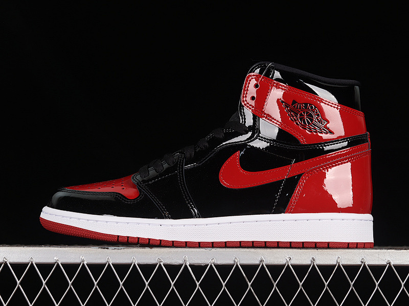 555088-063 04.jpeg LJR Air Jordan 1 High OG Bred Patent AJ1 Patent Black Red High Basketball Shoes