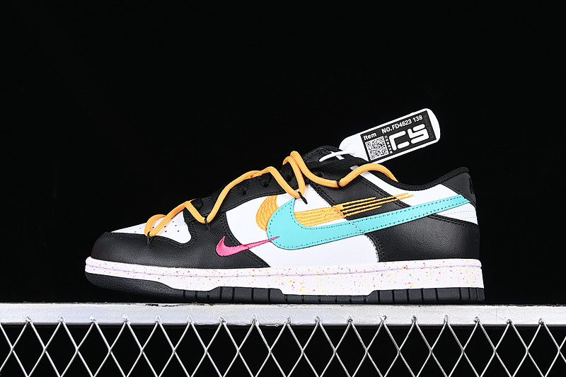 Nk Dunk Low Multi Color Energetic Triple Swoosh Custom Deconstructed Strap Casual Skate Shoes