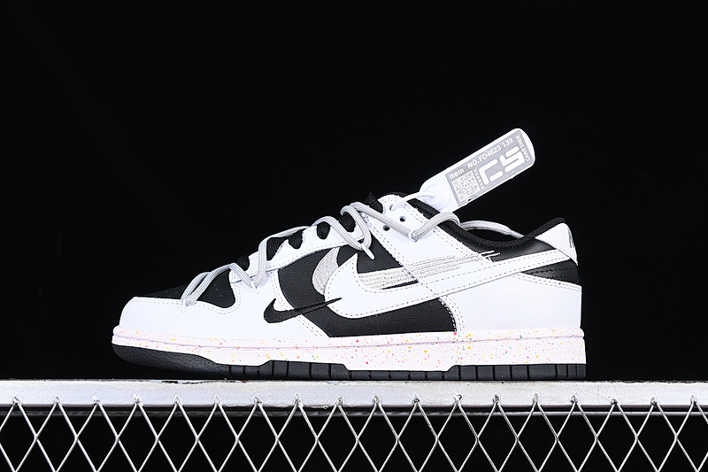 Nk Dunk Low Multi Color Energetic Triple Swoosh Custom Deconstructed Strap Casual Skate Shoes