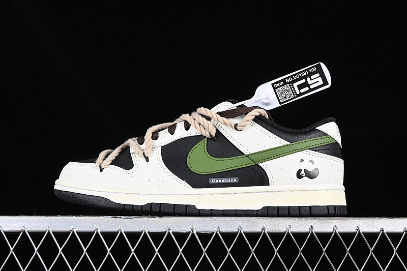 CS Edition Nk Dunk Low Panda Bamboo Panda Custom Deconstructed Strap Casual Skate Shoes