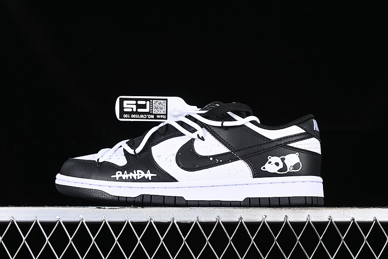CS Edition Nk Dunk Low Panda Black White Panda Custom Deconstructed Strap Casual Skate Shoes