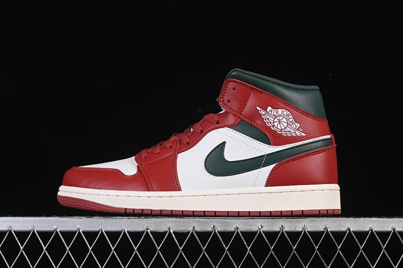 Air Jordan 1 Mid White/Red/Green Swoosh