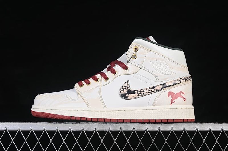 Air Jordan 1 Mid AJ1 Air Jordan 1 Year of the Horse Limited Mid-top Culture Casual Skate Shoes