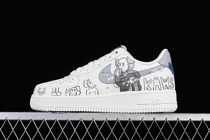 Kaws x Nike Air Force 1'07 Low Bear Collaboration Colorway Air Force 1 Low-top Casual Skate Shoes