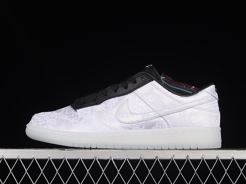 LW Version Nk Dunk Low x Fragment x Clot Triple Collab White Silk Tear Away Low Casual Skate Shoes