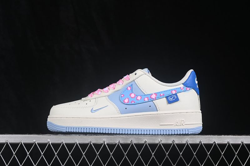 DB3301-112 04.jpeg Nike Air Force 1'07 Low Misty Isle Tide Hand Painted Graffiti Pink Blue Bubbles Air Force 1 Low Casual Skate Shoes