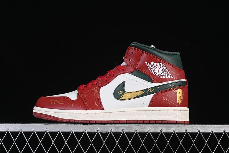 Air Jordan 1 Mid Year of the Horse Limited Mid-top Culture Casual Skate Shoes