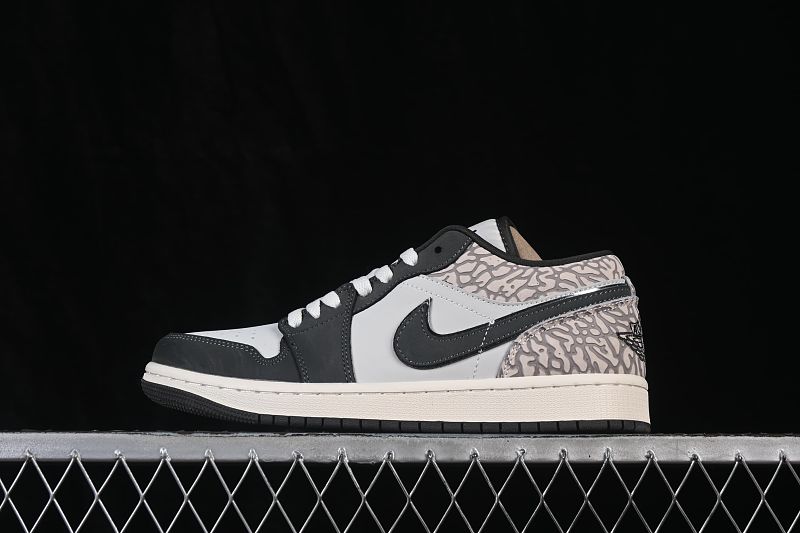 Air Jordan 1 Low White/Grey Elephant Print