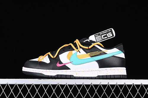Nk Dunk Low Multi Color Energetic Triple Swoosh Custom Deconstructed Strap Casual Skate Shoes