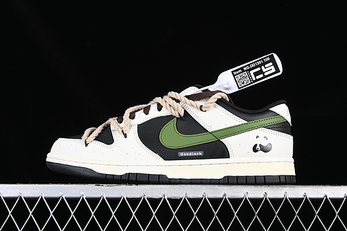 CS Edition Nk Dunk Low Panda Bamboo Panda Custom Deconstructed Strap Casual Skate Shoes