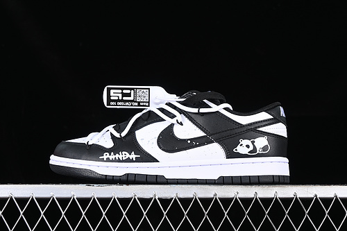 CS Edition Nk Dunk Low Panda Black White Panda Custom Deconstructed Strap Casual Skate Shoes