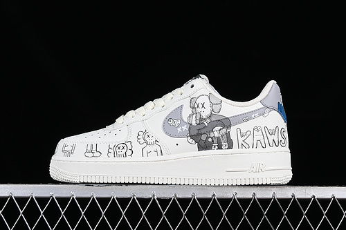 Kaws x Nike Air Force 1'07 Low Bear Collaboration Colorway Air Force 1 Low-top Casual Skate Shoes