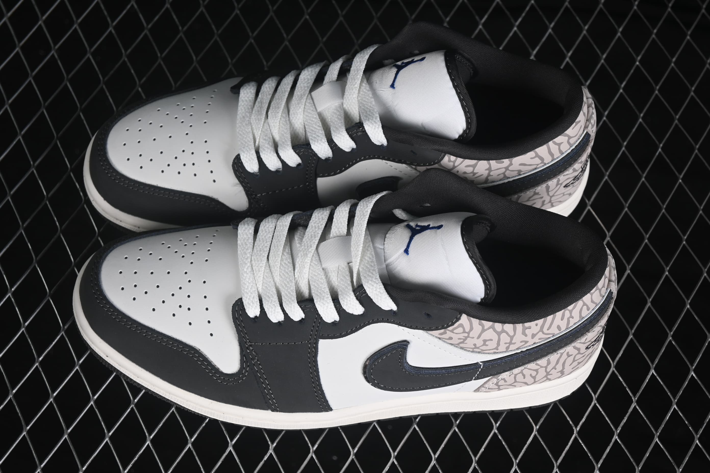 Air Jordan 1 Low White/Grey Elephant Print