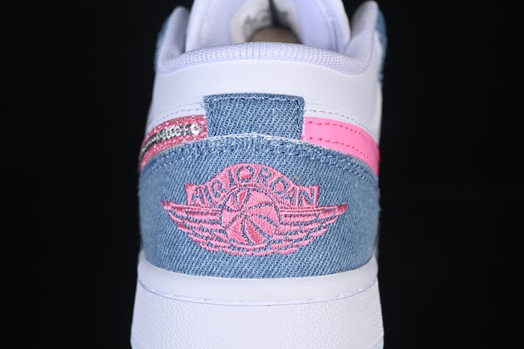 Air Jordan 1 Low White/Blue Denim/Pink Swoosh
