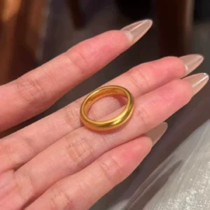 Gold Tone Polished Slip-On Ring for Women, Minimalist Design