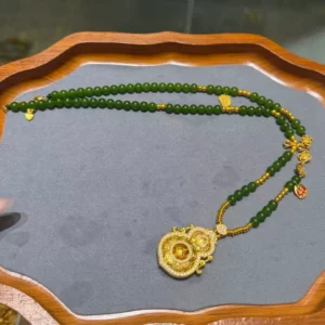 Gold Plated Four Beauties Pendant Necklace with Crystal Accents