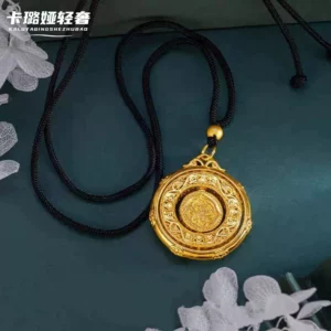 Gold-Tone Phoenix Pendant Necklace with Rotating Design for Women