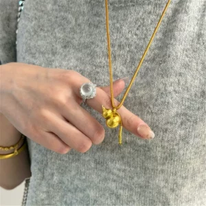 Gold Plated Gourd Pendant Necklace for Women