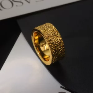 Hammered Gold-Tone Ring for Men, Wide Band Fashion Jewelry