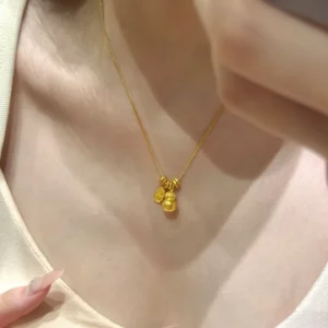 Gold Plated Hulu Gourd Pendant Necklace for Women