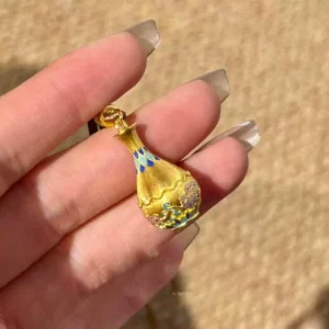 Vintage Painted Vase Pendant Necklace for Women, Gold Plated Fashion Jewelry