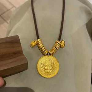 Gold-Tone Fortune Gourd Pendant Necklace, Choker Length