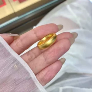 Gold-Tone Matte Finish Plain Band Ring for Women