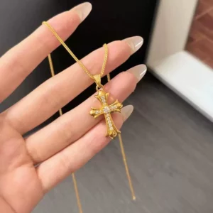 Gold Plated Cross Necklace for Women, Fashion Layering Choker