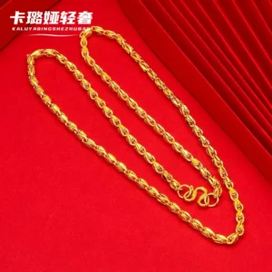 Gold Plated Phoenix Tail Twist Chain Necklace, Bold Fashion Jewelry