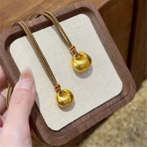 Gold-Tone Fortune Charm Pendant Necklace for Women