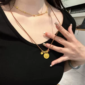 Gold-Tone Wealth God Pendant Necklace for Women, Fashion Jewelry