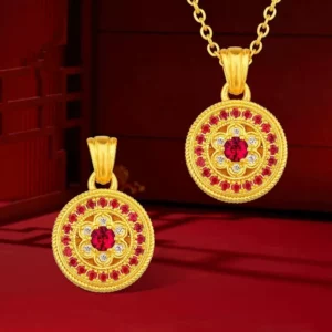 Gold Plated Lotus Pendant Necklace for Women, Fashion Layering Chain