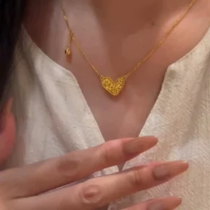 Gold Plated Heart Pendant Necklace for Women