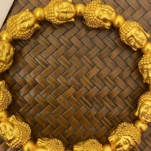 Women's Gold-Tone Hollow Double-Sided Buddha Bead Bracelet