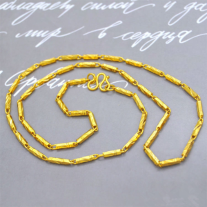 Gold Plated Bamboo Design Necklace for Women, Fashion Layering Pendant