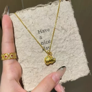 Gold Plated Alloy Elephant Pendant Necklace for Women