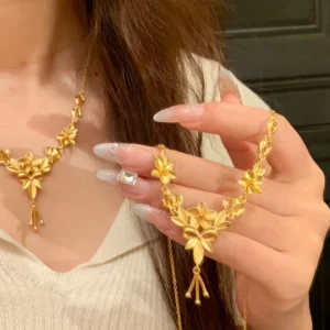 Flowing Tassel Flower Necklace with Pendant, Women's Fashion Jewelry