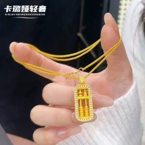 Gold Plated Copper Alloy Abacus Pendant Necklace for Women