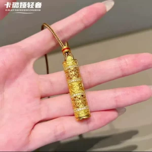 Gold Plated Buddha Pendant Necklace with Diamond Accents