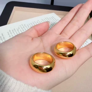 Gold Plated Plain Band Ring for Women, Minimalist Fashion Jewelry