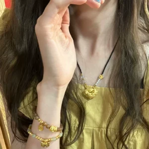 Gold Plated Double Koi Fish Lock Pendant Necklace for Women