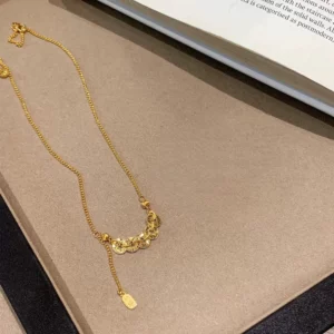 Five Emperor Coins Pendant Necklace for Women, Gold Plated Feng Shui Wealth Charm