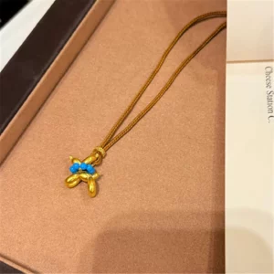 Gold-Tone Balloon Dog Pendant Necklace, Fashion Layering Jewelry