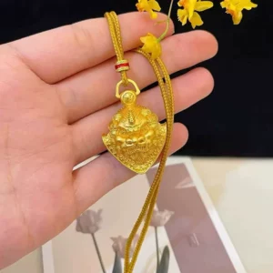 Gold Plated Pixiu Bell Pendant Necklace for Women