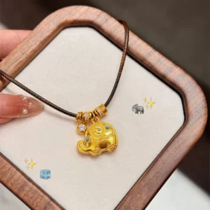 Gold Plated Elephant Pendant with Beaded Detail, DIY Charm for Women