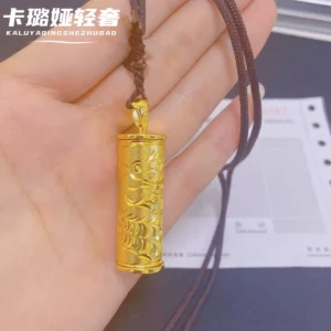 Gold Plated Dragon Column Pendant Necklace for Women