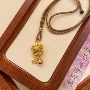 Gold Plated Copper Alloy Chinese Style Lion Bell Pendant Charm