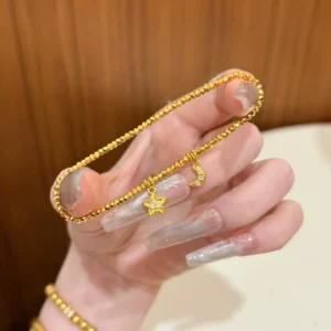 Gold Plated Star Bead Chain Bracelet, Fashion Jewelry