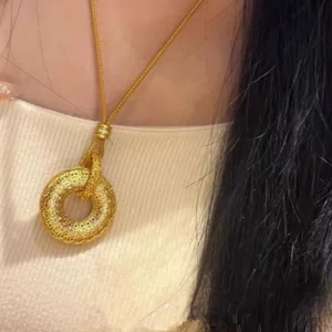 Gold Tone Ancient Craft Filigree Peace Pendant Necklace for Women
